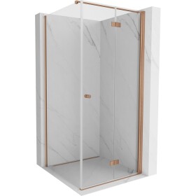 MEXEN/S - Mist-F sprchovací kút skladacie dvere pravá 85 x 85, transparent, meď kartáčovaná 8A6T-085-085-65-00-P