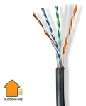 Nedis CAT6 čierna / Inštalačný kábel / U/UTP / 305 m / vonkajší / okrúhly / PE (CCBG8590BK305S)