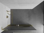 MEXEN/S - Kioto+ L Sprchová zástena WALK-IN s poličkou a držiakom uterákov 90 x 200, prúžky, zlato 800-090-123-50-09