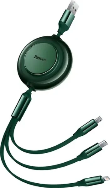 Baseus CAMJ010006 Kábel USB-A (M) - Micro-USB (M) amp; USB-C (M) amp; Lightning (M) 1.1 m zelená (CAMJ010006)