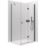 CERANO - Sprchovací kút Volpe L/P - 6 mm - čierna matná, transparentné sklo - 80x80x190 - zalamovacia CER-427318