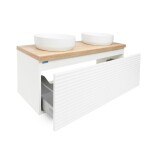 Kúpeľňová skrinka pod umývadlo Naturel Savona 118x43x44, 8 cm biela lesk, doska dub halifax SAVONA120BIDDH SAVONA120BIDDH