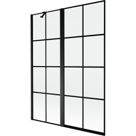 MEXEN - MIST vaňová zástena 130x150 cm 6mm f+s, čierna, dekor, ľavá 8A9-130-011-70-77-L