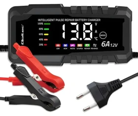 Mikroprocesorová nabíjačka autobatérie 12V 6A / Nabíjačka / Regenerácia AGM, GEL, LiFePO4 / LCD displej (52494)