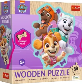 Trefl Drevené obrysové puzzle Tlapková patrola: Veselé šteňatá