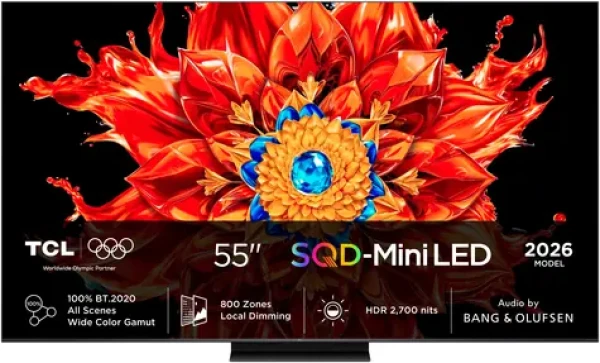 55" TCL 55MSQLED85L čierna / Televízia / 4K UHD / SQD-Mini LED / 144Hz / 4X HDMI 2.1 / DVB-T2/C/S2 / Google TV / 60W BO (55MSQLED85L)