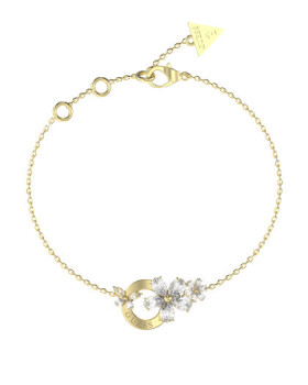 Guess Nežný pozlátený náramok s kvetinami Lily JUBB05106JWYG 18,4 cm