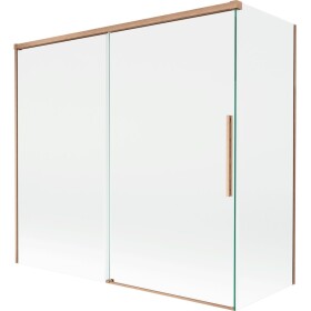 MEXEN/S - Rox vaňová zástena 2-krídlová posuvná 170 + 80 x 150, transparent, měď kartáčovaná 8C9-170-080-65-00