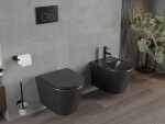 MEXEN/S - Rico Závesná WC misa Rimless vrátane sedátka s slow-slim, Duroplast, čierna mat - 30721085 30721085