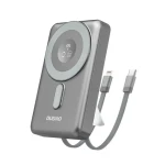 Dudao K29 10000mAh šedá / Powerbanka / MagSafe s puzdrom, stojanom a vstavanými káblami USB-C / Lightning / 20W (188193)