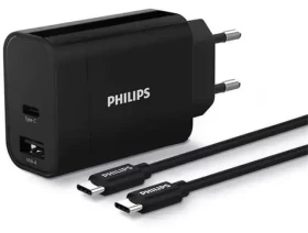 Philips DLP5321NB/12 čierna / Nabíjačka do siete / 2x USB-C / + kábel USB-C/USB-C 1 m (4895229162907)