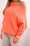 Dámsky asymetrický viskózový netopierí sveter lososový UNI
