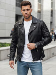 Pánska kožená bunda čierna FashionStreet TX4734 L