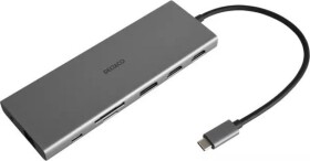 Deltaco 12-in-1 USB-C jungčių stotelė DELTACO, Triple display, 4K UHD 60 Hz, PD 85 W, silver / USBC-HDMI27 / 1902422