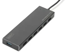 Digitus DA-70241-1 / USB hub / 7 portov / USB 3.2 Gen 1 / s napájacím adaptérom / hliníkový (DA-70241-1)