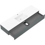 MEXEN/S - Rivel kúpeľňová skrinka 160 cm s umývadlom Otis, 1 šuplík, reliéf, grafit mat/biela mat - 91A20-16023-1-BF66-W18M0 91A20-16023-1-BF66-W18M01