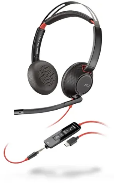 Plantronics BLACKWIRE C5220 čierna / Duo náhlavná súprava / USB amp; 3.5mm jack / 2.2 m (207576-01)