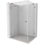MEXEN/S - Lunar sprchovací kút dvere krídlové ľavá 75 x 90, transparent, meď kartáčovaná 834-075-090-65-00-L
