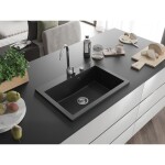 MEXEN MEXEN - Elix granitový drez 1-miska 700 x 500 mm, čierna, sifón chróm 6526701005-77