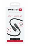 Swissten SOFT SILICONE dátový kábel USB-C 1.5m čierna / 60W / 3A / 1x USB-C(M) / 1x USB-C(M) (71532010)