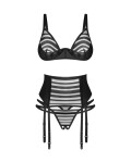 Dámsky sexy set Lune Bellis 3-Pcs Crotchless black - Obsessive XL/2XL