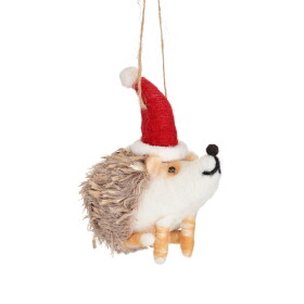 Sass & belle Plstená vianočná ozdoba Hedgehog in Santa Hat