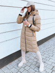Dámska prešívaná zimná bunda s kapucňou MENSI tmavo béžová FashionStreet TY3970 XL