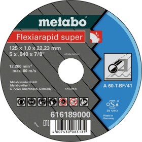 Metabo 616188000 rezný kotúč rovný 25 ks; 616188000 - Metabo Flexiamant super 115 x 1,0 x 22,23 mm 616188000