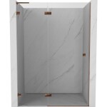 MEXEN/S - Lunar L sprchové dvere krídlové ľavé 130, transparent, ružové zlato 834L-130-000-60-00-L