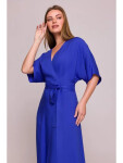 Viskózové maxi šaty s prekríženým strihom S406 modré – Stylove XXL