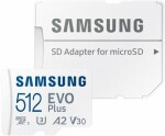 SAMSUNG EVO Plus Micro SDXC 512GB + SD adaptér / U3 / V30 / A2 / Čítanie: 130MBps (MB-MC512KA/EU)