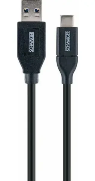 Schwaiger USB-A - USB-C kábel čierna / Dátový kábel / USB 3.2 Gen 2 / 5 Gbit/s / 0,15 m (LK050C533)