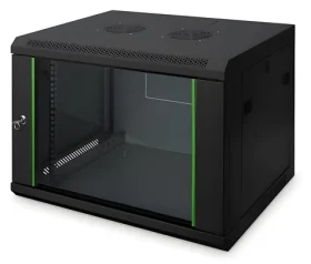 Digitus Dynamic čierna / Nástenný rozvádzač 19" / 12U / 600×450 mm / sklenené dvere / IP20 (DN-19 12-U-EC-SW)