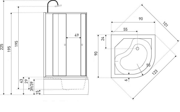 KERRA - Kabína s hydromasážou Karolina 90 WH (biela) 5907548112576