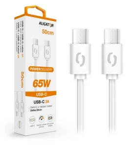 Aligator Dátový kábel POWER 65W / USB-C / USB-C 3A / 0 / 5m biely (DATKP55)