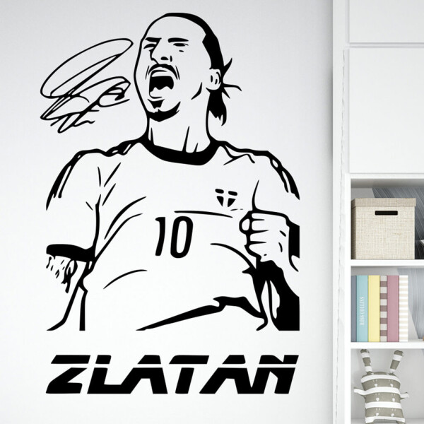 Veselá Stena Samolepka Futbalista Zlatan Ibrahimovič Farba: černá, Veľkosť: 100 x 68 cm