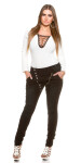 Curvy Girls Size! Skinnies with buttons and zip black