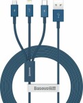 Baseus CAMLTYS-03 Kábel USB-A (M) - Micro USB (M) amp; Lightning (M) amp; USB-C (M) 1.5 m modrá (CAMLTYS-03)