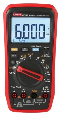 UNI-T UT18B MAX / Multimeter / True RMS / CAT III 600V / Test LED diód / Teplota -55 až 500 °C (UT18B MAX)