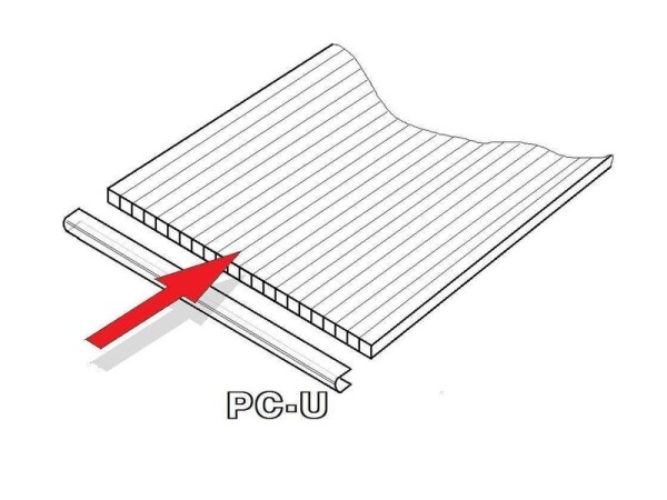 PC U-profil pre oblúkový skleník 4 mm, dĺžka 2,10 m (1 ks)