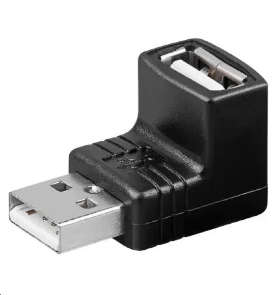 MicroConnect zahnutý adaptér do pravého uhla USB2.0 A (M) - USB2.0 A (F) čierna (USBAMAFA)
