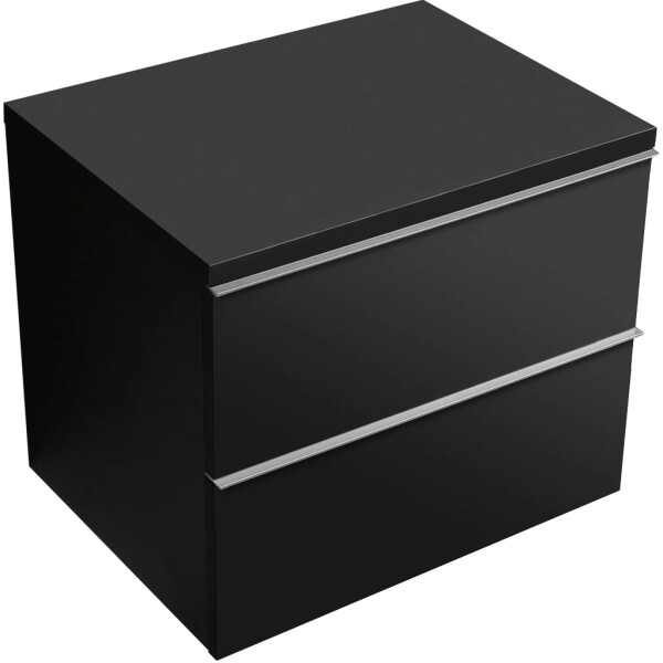 CERANO - Kúpeľňová skrinka Velora - čierna matná, úchytka chrómová + doska pod umývadlo Navira Pro - 36 mm - 60x56,6x46,5 CER-668639