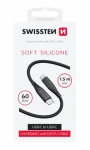 Swissten SOFT SILICONE dátový kábel USB-C 1.5m čierna / 60W / 3A / 1x USB-C(M) / 1x USB-C(M) (71532010)