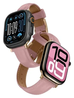 AmazingThing Class Band ružová / Kožený remienok / Apple Watch 45/46/49 mm