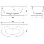 MEXEN/S - Bruna voľne stojaca vaňa nástenná 150 x 82, biela lesk, sifón a prepad nikel kartáčovaný 52731508200-97