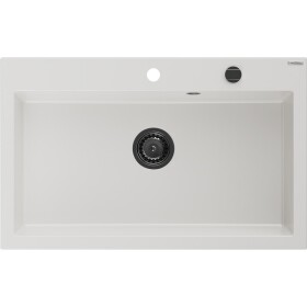 MEXEN/S MEXEN/S - Elix granitový drez 1-miska 800 x 500 mm, biela, sifón čierna 6527801005-20-B