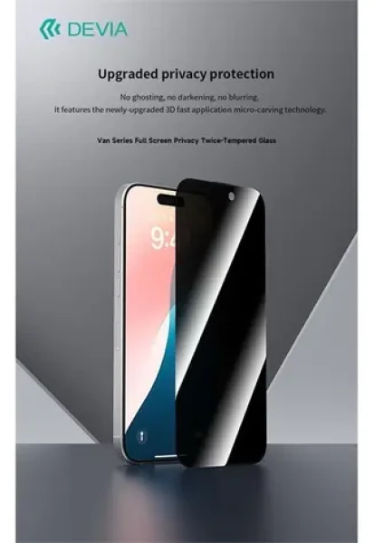 Devia Van Series Privacy čierna / Ochranné sklo / Privacy filter / Apple iPhone 16 Pro Max (6942297115590)