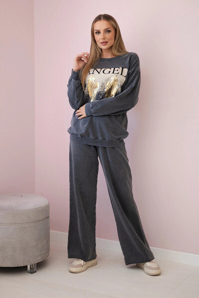 Bavlnený set Angel tepláky + nohavice Grafit UNI