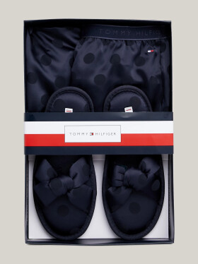 Dámska pyžamová súprava darčekovom balení GIFT PYJ CAMI SET SLIPPERS UW0UW04855 DW5 tm. modrá Tommy Hilfiger