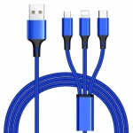 PremiumCord 3v1 nabíjací kábel USB-C, micro USB, Lightning modrá / Nabíjací kábel / 1,2 m (ku31pow01)